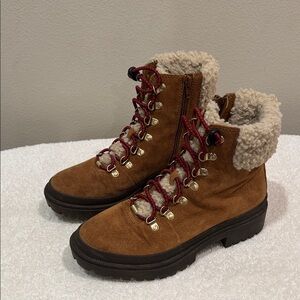 Sole Society Brown Shearling-Lined Winter Boots